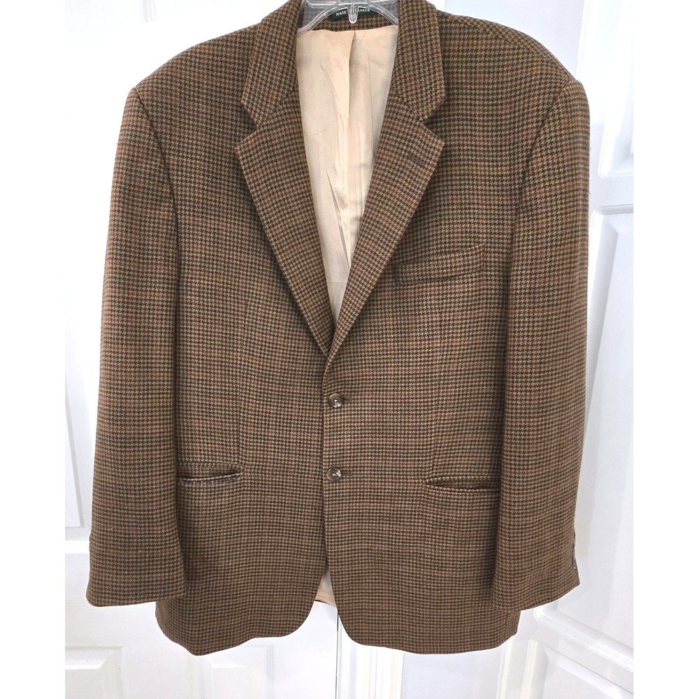 Vintage Lauren‎ Ralph Lauren 100% Lambswool Houndstooth Blazer 44R Canada Union